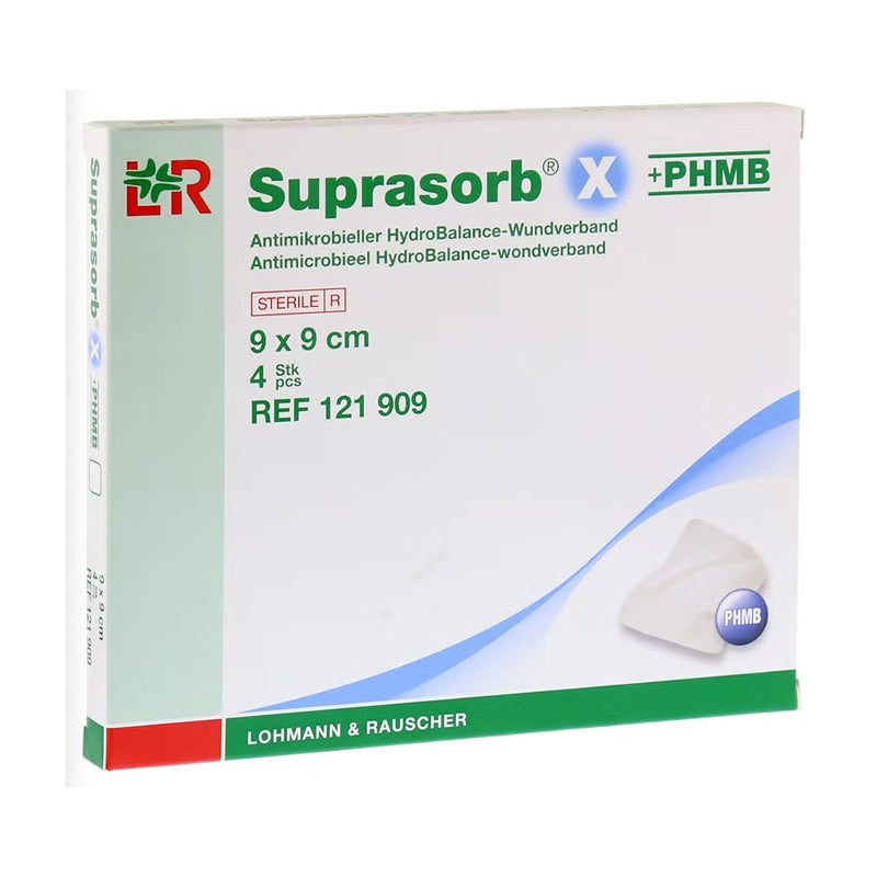 Suprasorb® X+PHMB HydroBalance Kompresse 9 x 9cm, AP 4 Stück