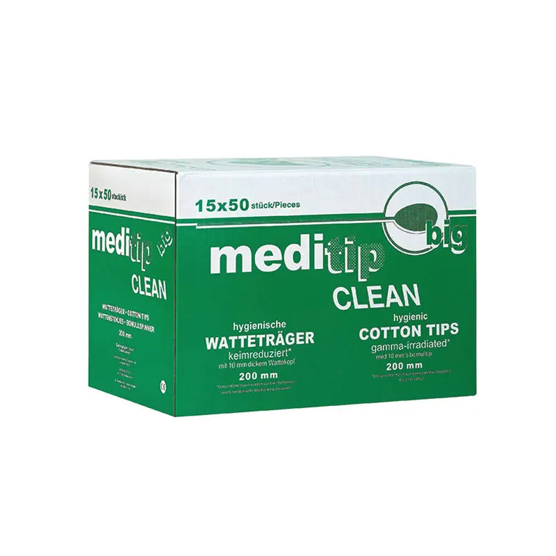 Meditip® Clean Wattestäbchen 200mm, großer Wattekopf, AP 50