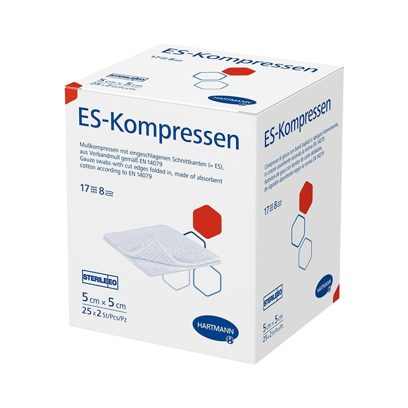 ES-Kompressen, steril 5 x 5cm 17-fädig, 12-fach, 5 x 20 Stück