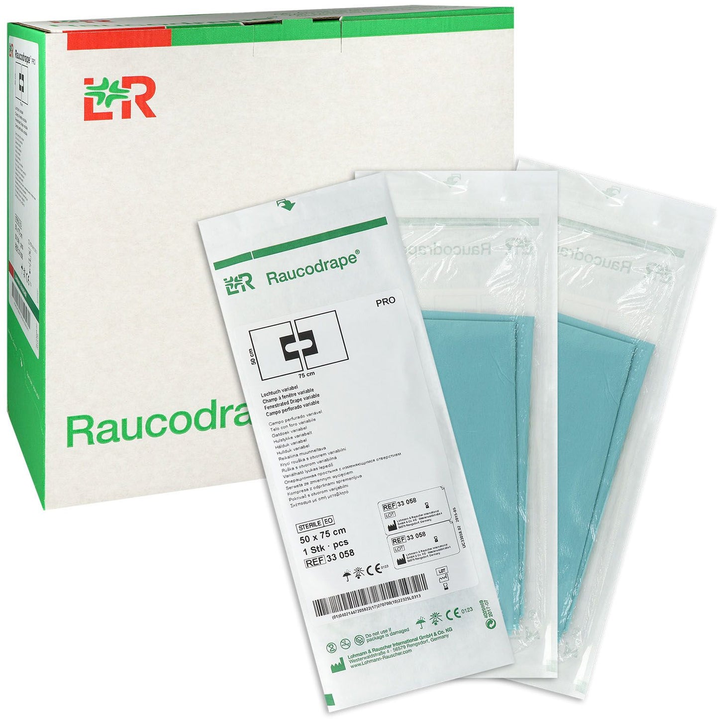 Raucodrape® PRO Lochtuch, selbstklebend 50 x 75cm, AP 50 Stück